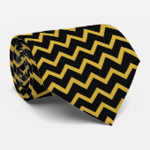 Modern Chevron Design Stropdas in M Gold en Black  (Opgerold)