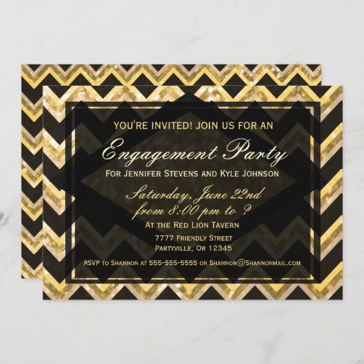 Modern Chevron Glitter Pattern Kaart (Voorkant / Achterkant)