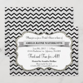 Modern Chevron Gray Silver Vrijgezellenfeest Invit Kaart (Voorkant / Achterkant)
