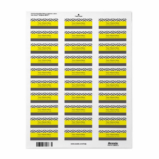 Modern Chevron Gray & Yellow Classy Address Labels (Full Sheet)