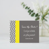 Modern Chevron Gray & Yellow Save Date Briefkaart (Staand voorkant)