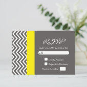 Modern Chevron grijs & geel bruiloft RSVP Kaart (Staand voorkant)