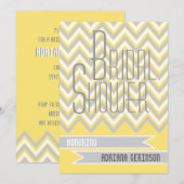 Modern chevron grijs, geel bruiloft vrijgezellenfe kaart (Voorkant / Achterkant)