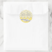 Modern chevron grijs, gele bruiloft Sparen de Datu Ronde Sticker (Tas)