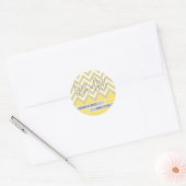 Modern chevron grijs, gele bruiloft Sparen de Datu Ronde Sticker (Envelop)