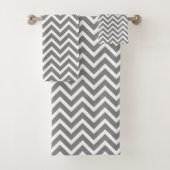 Modern Chevron grijs grijs wit geometrisch Bad Handdoek (Insitu)