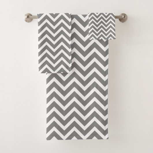 Modern Chevron grijs grijs wit geometrisch Bad Handdoek (Insitu)