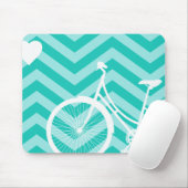 Modern Chevron Heart en Bicycle Mousepad Muismat (Met muis)