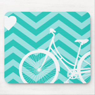 Modern Chevron Heart en Bicycle Mousepad Muismat