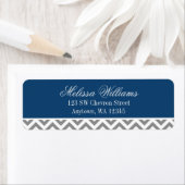 Modern Chevron Navy blauw grijs Etiket (Insitu)