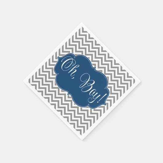 Modern Chevron Navy Blue Gray Boy Baby shower Servetten (Hoek)