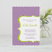 Modern Chevron Paarse Green Shower Kaart (Staand voorkant)