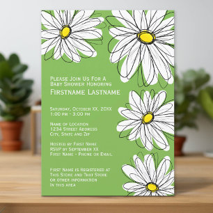 Modern Chevron-patroon en daisy Baby Girl Shower Kaart