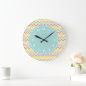 Modern Chevron Pattern Girly Rainbow Grote Klok (Huis)