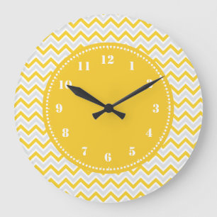 Modern Chevron Pattern Girly Yellow Grote Klok