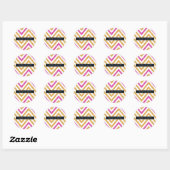 MODERN CHEVRON PATTERN goud roze glitter zwart Ronde Sticker (Vel)