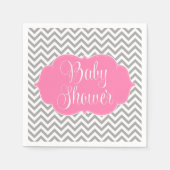 Modern Chevron Roze Grijs Baby shower Servetten (Voorkant)