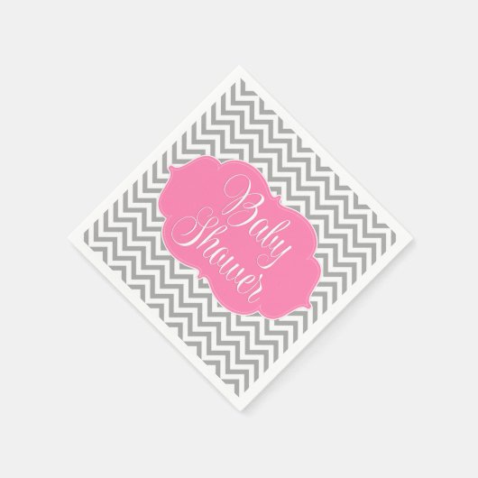Modern Chevron Roze Grijs Baby shower Servetten (Hoek)