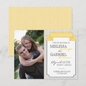 Modern Chevron Save the Date Yellow (Voorkant / Achterkant)