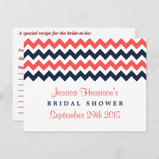 Modern Chevron Vrijgezellenfeest Recipe Kaarten (Voorkant / Achterkant)
