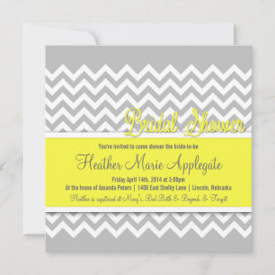 Modern Chevron Yellow Bridal Shower Kaart