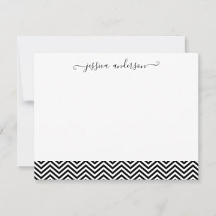 Modern Chevron Zigzag Girly Script Classisic Cute Notitiekaartje