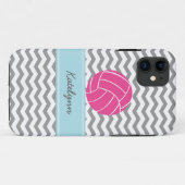 Modern Chevron Zigzag Pink Volleyball iPhone Case (Achterkant (horizontaal))