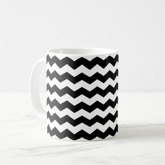 Modern Chevron ZigZag Zwart-wit Patroon Mok (Voorkant links)