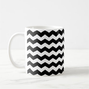Modern Chevron ZigZag Zwart-wit Patroon Mok