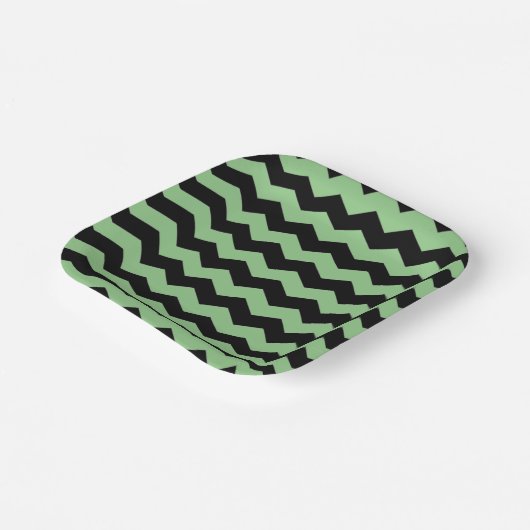 Modern Chevron zwart en lichtgroen patroon Papieren Bordje (Gebogen)
