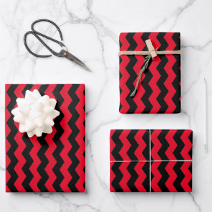 Modern Chevron zwart en rode strepen patroon Inpakpapier Vel