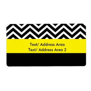 Modern Chevron Zwart Geel Verzendlabel