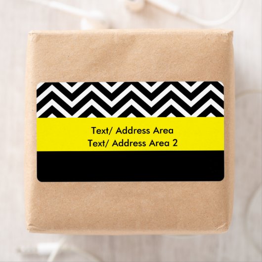 Modern Chevron Zwart Geel Verzendpakket Label (Insitu)
