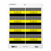 Modern Chevron Zwart Geel Verzendpakket Label (Full Sheet)