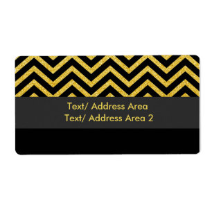 Modern Chevron Zwart & Goud Verzendlabel