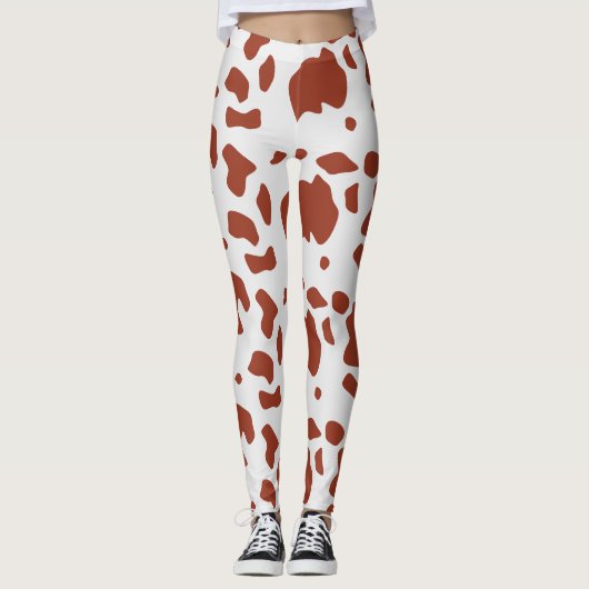Modern Chic Ayrshire Koe Animal Print Patroon Leggings (Voorkant)