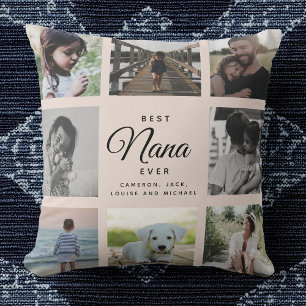 Modern Chic Best Nana Ever Greenery Photo Collage Kussen