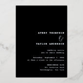 Modern Chic Black and Silver Wedding Folie Uitnodiging (Voorkant)