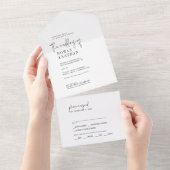 Modern Chic Black and White Wedding All In One Uitnodiging (Afscheurbaar)