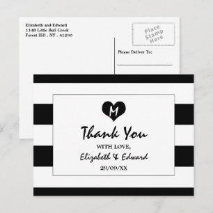 Modern Chic Black and White Wedding Bedankt Briefkaart