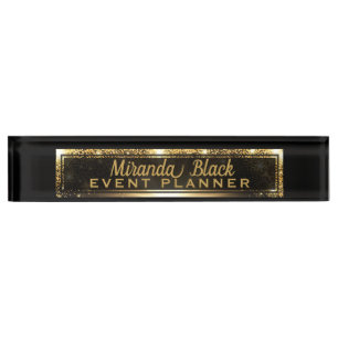 Modern Chic Black en Gold Faux Metallic Luxury Naambordje