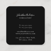 Modern Chic Black en Grey Monogrammed Vierkante Visitekaartje (Achterkant)