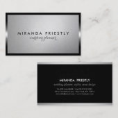 Modern Chic Black en Silver Foil bruiloft planner Visitekaartje (Voorkant / Achterkant)