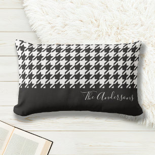 Modern Chic Black en White Houndstooth Kussen