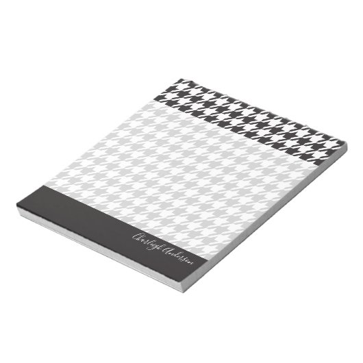 Modern Chic Black en White Houndstooth Notitieblok (Gedraaid)