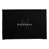 Modern Chic Black Girly Monogram Persoonlijke naam Kussensloop (Voorkant-Rechts)