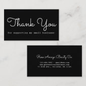Modern Chic Black White Bedankt Visitekaartje (Voorkant / Achterkant)