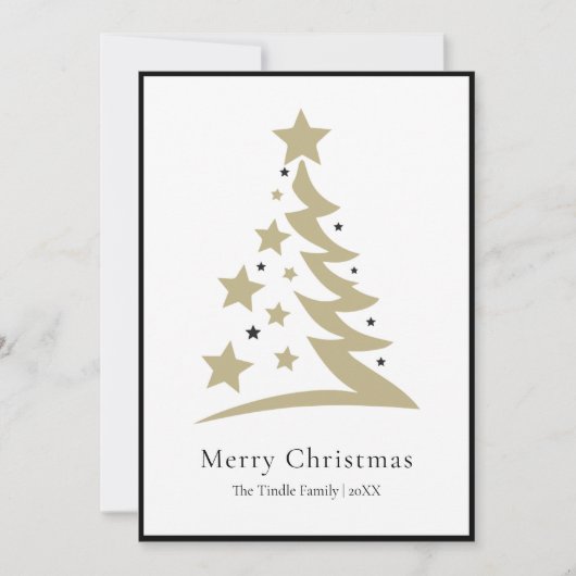 Modern Chic Black White Gold Script Tree          Feestdagenkaart (Voorkant)