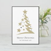 Modern Chic Black White Gold Script Tree Feestdagenkaart (Staand voorkant)