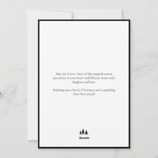 Modern Chic Black White Gold Script Tree          Feestdagenkaart (Achterkant)